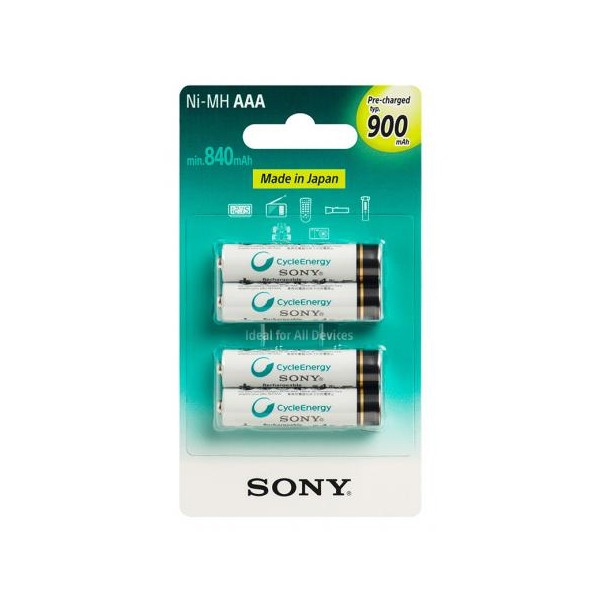 PILHA AAA RECARREGAVEL SONY 900MAH (C/4UN.) ORIGINAL.