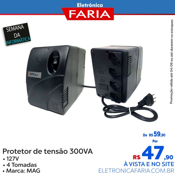 Protetor de tensão - 300VA - 127v - MAG