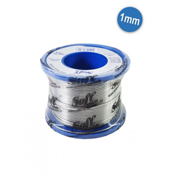 Solda em fio Soft 1.00mm - Carretel com 500g.