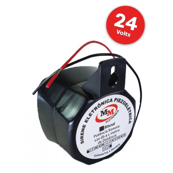 Sirene Piezoelétrica 12volts - 116db Preto/Branco - IPEC