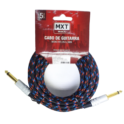 Cabo P10 / P10 Mono Metal 5m MXT - Malha Colorida