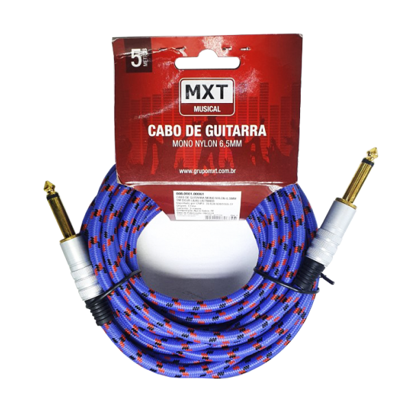 Cabo P10 / P10 Mono Metal 5m MXT - Malha Colorida