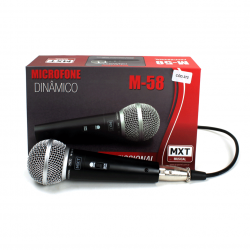 Microfone Profissional Dinâmico M-58 MXT - Metal - Cabo com 3 metros (Conectores em metal)