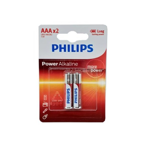 Pilha AAA palito Philips Alcalina c/2uni. A maior com durabilidade