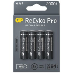 Pilha AA Recarregavel Recyko Pro GP 1,2v 2000mah (c/4un.)