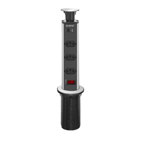 Torre De Tomadas Multiplug com 3 tomadas Usb + Usb C - BMAX