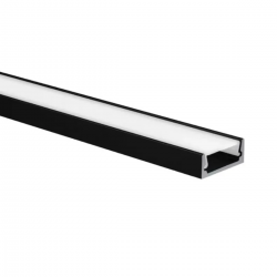 Perfil para LED Sobrepor - 2metros - Dim:17x7mm - Cor Preto