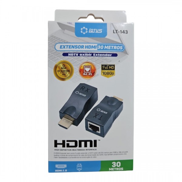 Extensor Hdmi (2pcs) via cabo de rede. Até 30 metros - Lotus