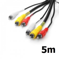 Cabo Audio e Video 3rca+3rca c/ Fio Coaxial 5M