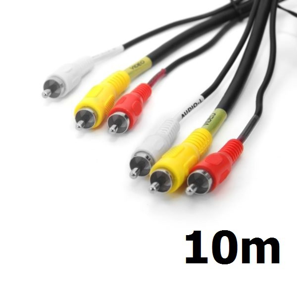 Cabo Audio e Video 3rca+3rca c/ Fio Coaxial 10M